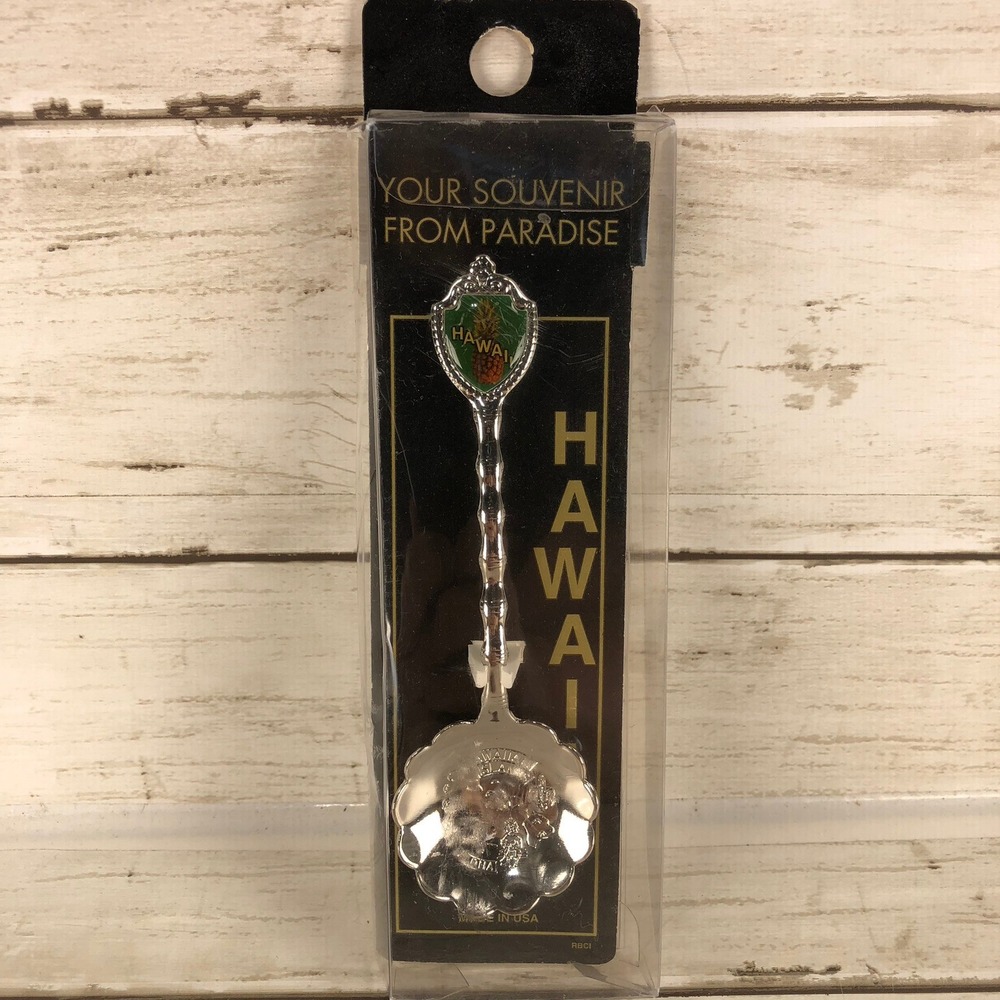 Vintage‎ Hawaii Souvenir Spoon Pineapple Crest Silver Tone Made in USA New